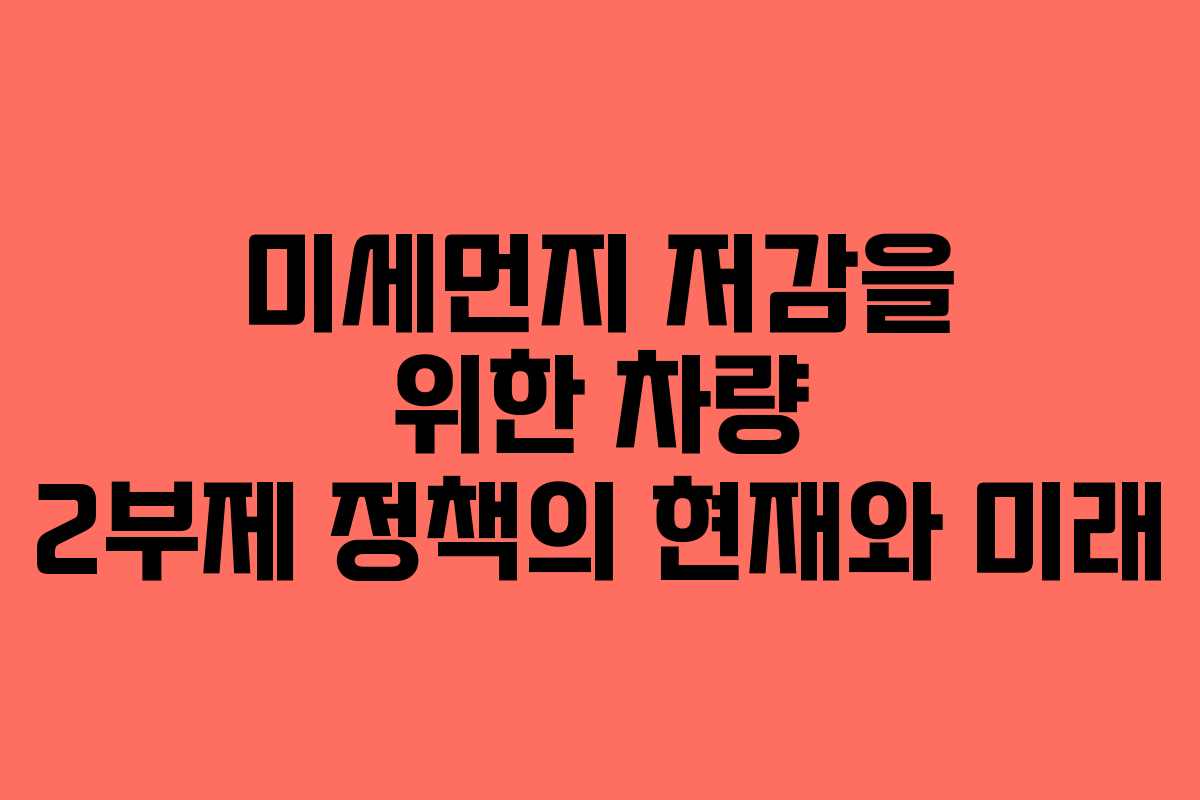 미세먼지 저감을 위한 차량 2부제 정책의 현재와 미래