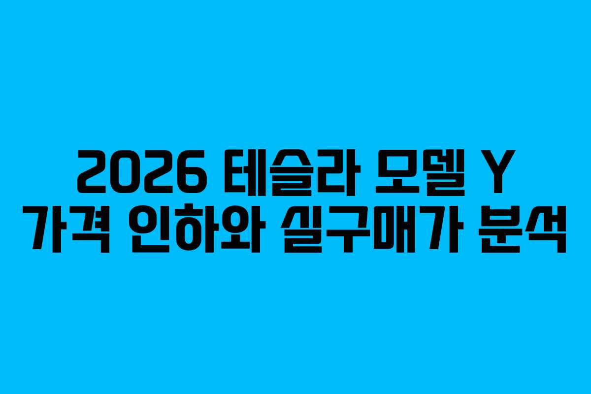 2026 테슬라 모델 Y 가격 인하와 실구매가 분석