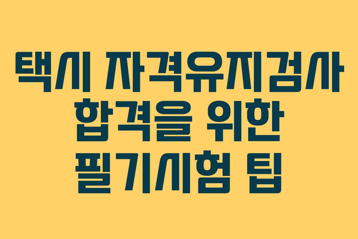 택시 자격유지검사 합격을 위한 필기시험 팁