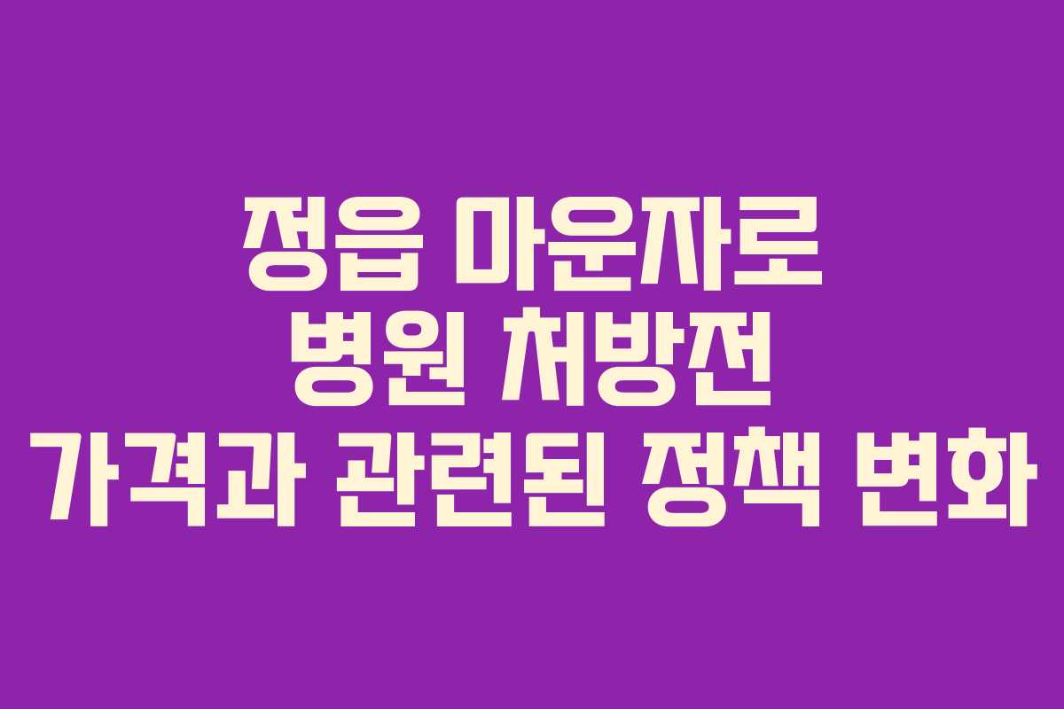 정읍-마운자로-병원-처방전-가격과-관련된-정책-변화