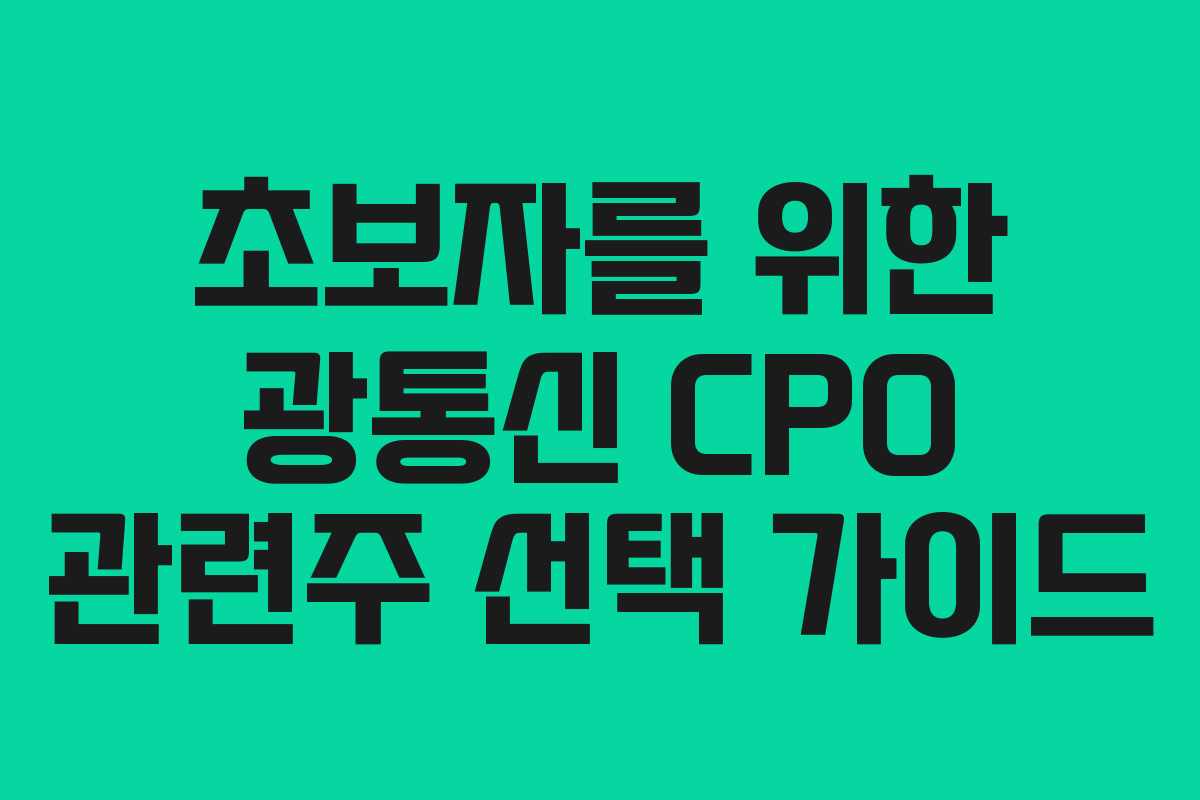 초보자를-위한-광통신-CPO-관련주-선택-가이드