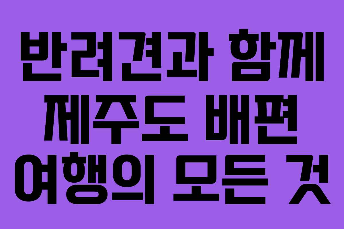 반려견과-함께-제주도-배편-여행의-모든-것