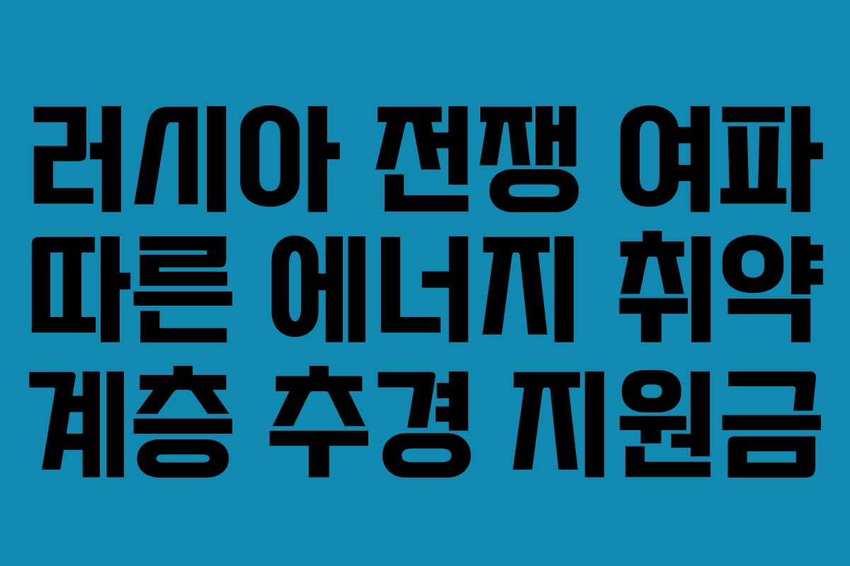 러시아-전쟁-여파-따른-에너지-취약-계층-추경-지원금