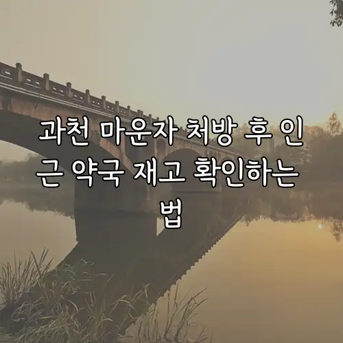 과천 마운자 처방 후 인근 약국 재고 확인하는 법
