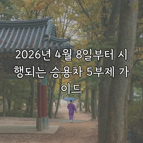 2026년 4월 8일부터 시행되는 승용차 5부제 가이드