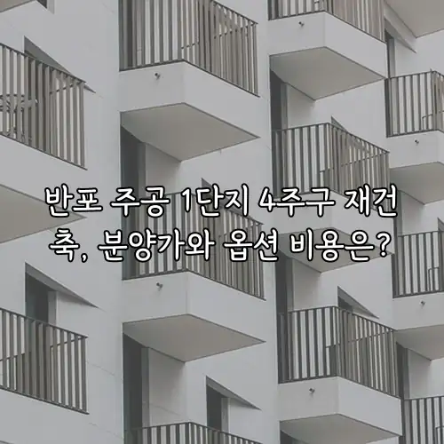 반포 주공 1단지 4주구 재건축, 분양가와 옵션 비용은?