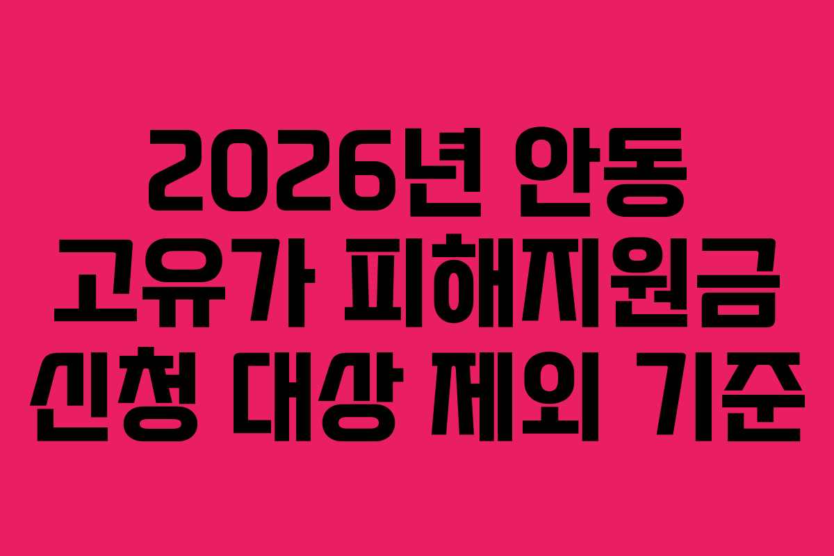 2026년 안동 고유가 피해지원금 신청 대상 제외 기준