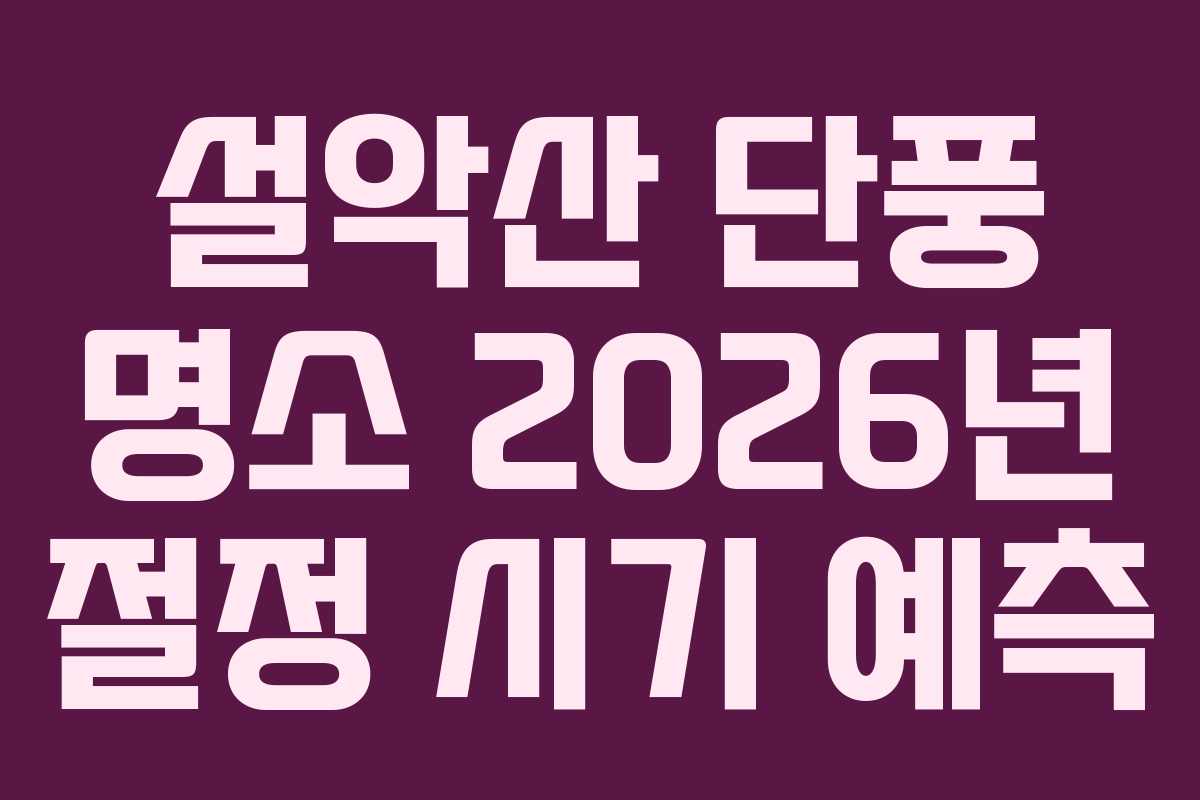 설악산 단풍 명소 2026년 절정 시기 예측