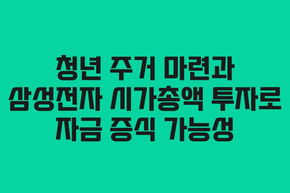 청년-주거-마련과-삼성전자-시가총액-투자로-자금-증식-가능성