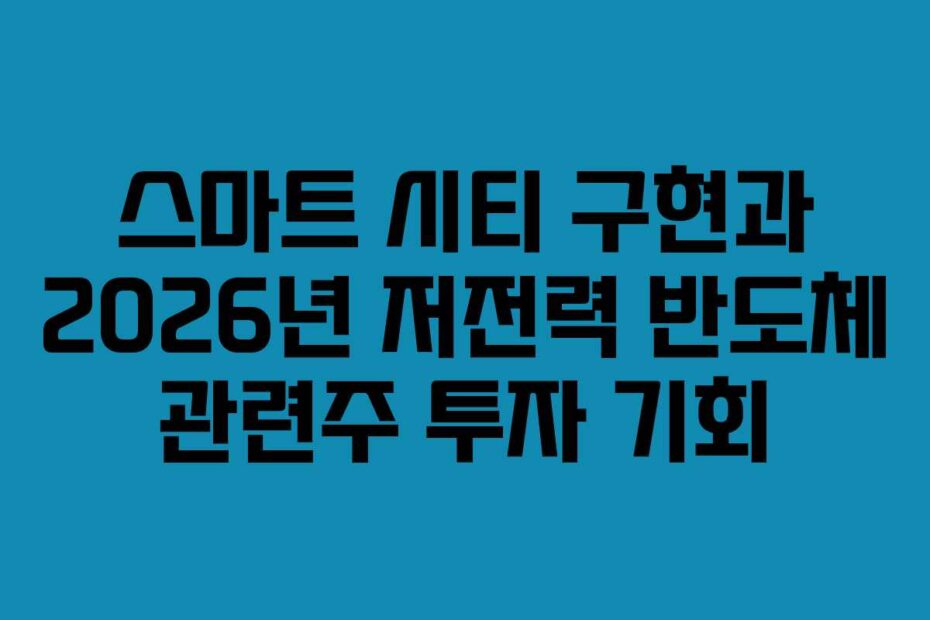 스마트-시티-구현과-2026년-저전력-반도체-관련주-투자-기회
