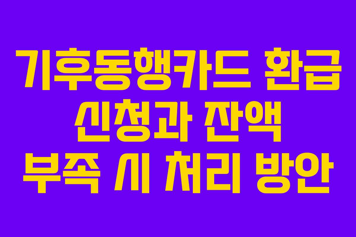 기후동행카드 환급 신청과 잔액 부족 시 처리 방안