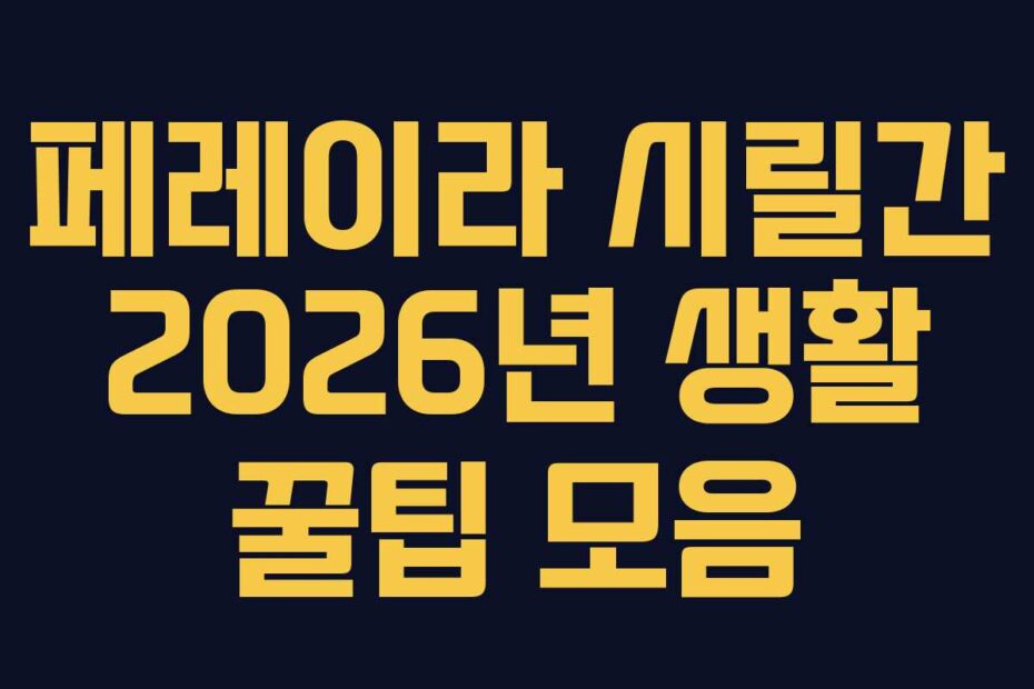 페레이라-시릴간-2026년-생활-꿀팁-모음